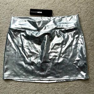Fashion Nova metallic micro mini skirt